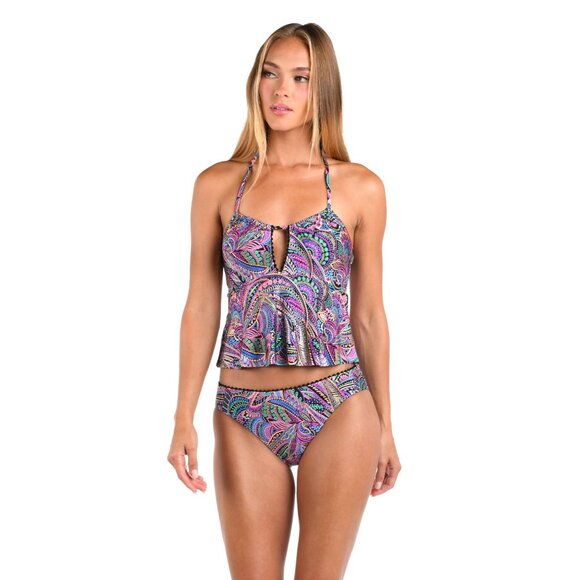Paisley Tankini Swimsuit TOP ONLY With Adjustable Halter Neck & UPF 50+ Size 14 - Picture 1 of 5